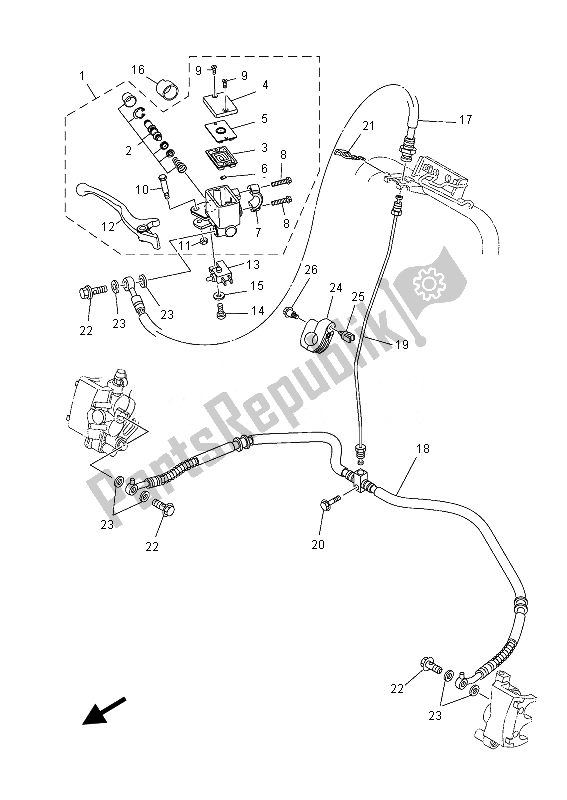 Tutte le parti per il Pompa Freno Anteriore del Yamaha YFM 700 RD 2013