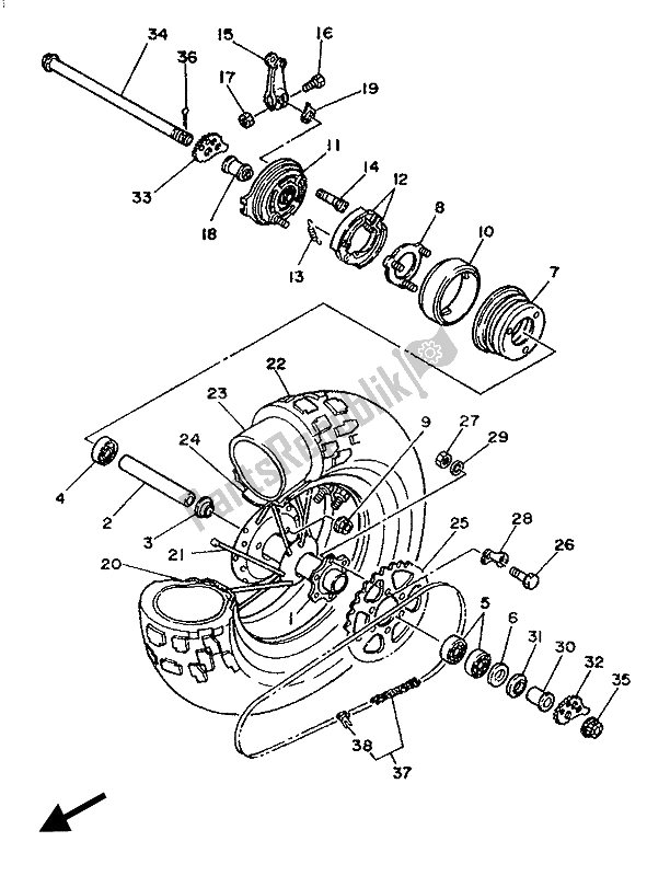 Todas las partes para Rueda Trasera de Yamaha TW 200E 1989