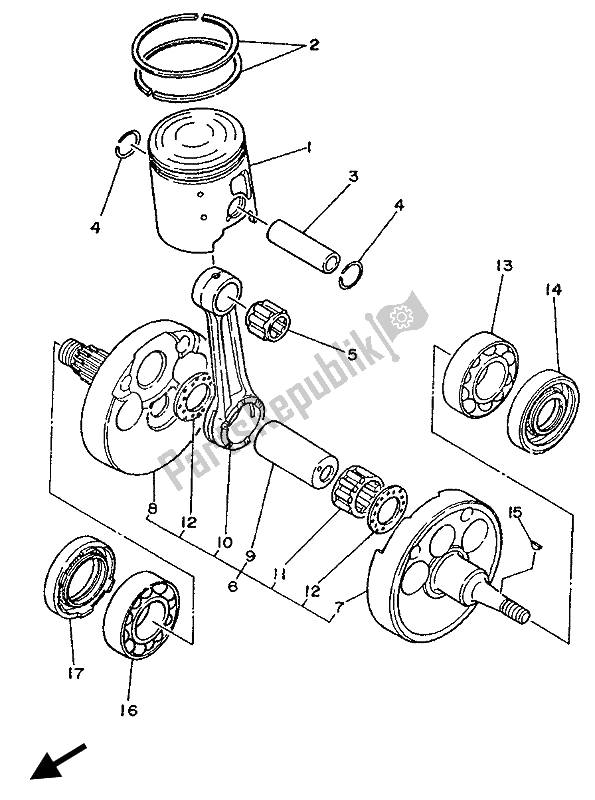Tutte le parti per il Albero Motore E Pistone del Yamaha YZ 250 1989