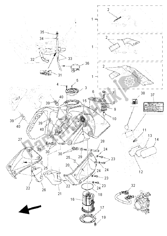 Tutte le parti per il Serbatoio Di Carburante del Yamaha XT 660Z Tenere 2008