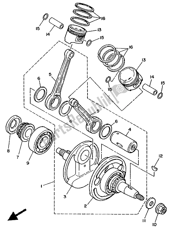 All parts for the Crankshaft & Piston of the Yamaha XV 250 Virago 1994