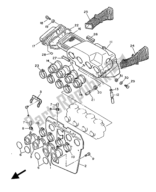 All parts for the Intake of the Yamaha FJ 1200 1986