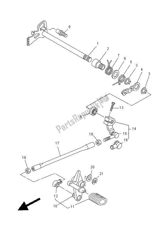 All parts for the Shift Shaft of the Yamaha XVS 125 Dragstar 2000