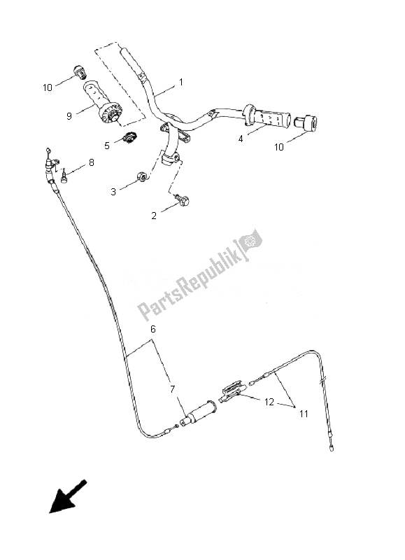 All parts for the Steering Handle & Cable of the Yamaha YQ 50R Aerox 2007