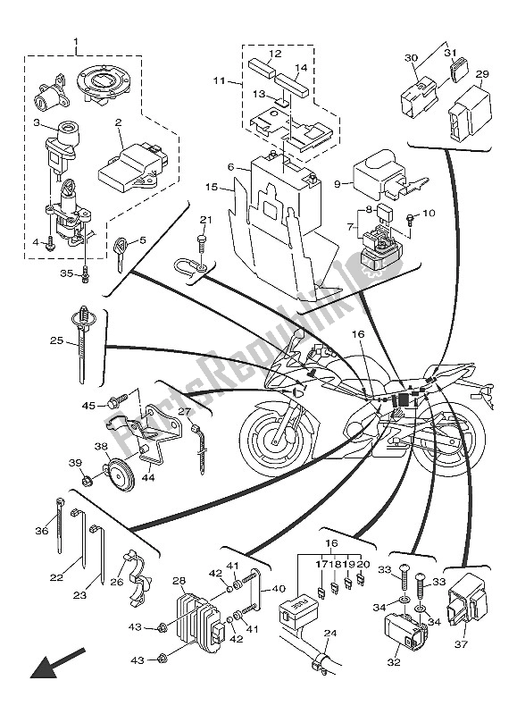 All parts for the Electrical 2 of the Yamaha XJ6 FA 600 2016