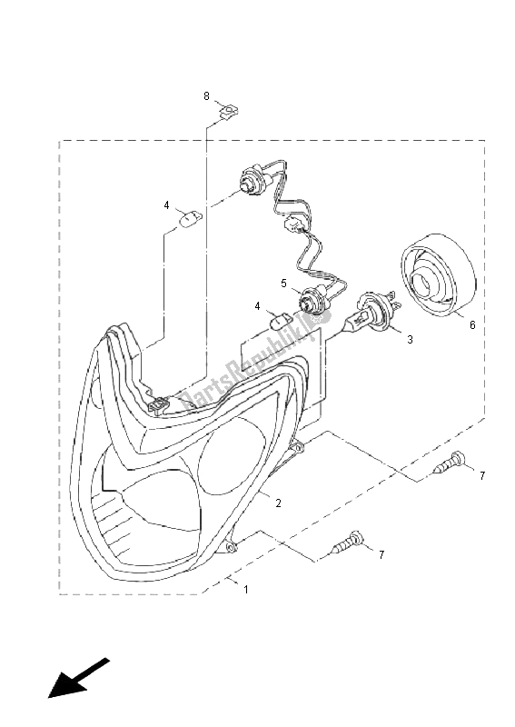 Todas las partes para Faro de Yamaha NXC 125E Cygnus X 2011