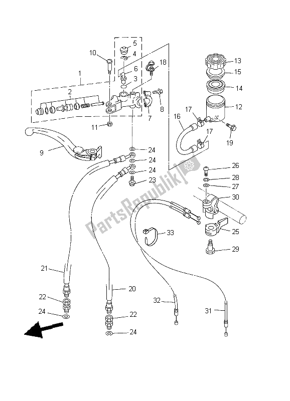 Tutte le parti per il Pompa Freno Anteriore del Yamaha TZ 250 2002