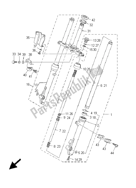 Alle onderdelen voor de Voorvork van de Yamaha TT R 90 M 2000