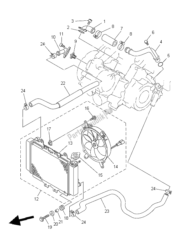 All parts for the Radiator & Hose of the Yamaha YFM 450 FWA Grizzly 4X4 2014