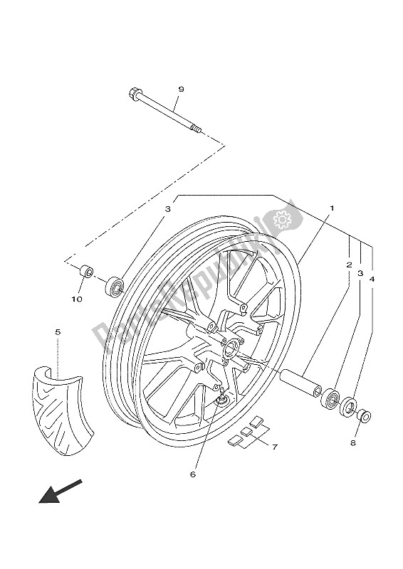 Wszystkie części do Przednie Ko? O Yamaha MT 125A 2016