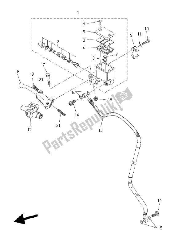 All parts for the Front Master Cylinder of the Yamaha WR 250X 2011