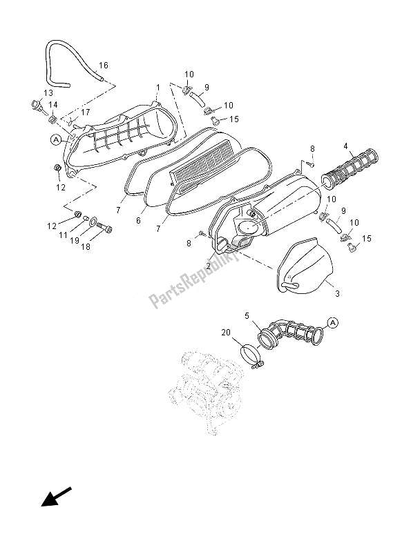 All parts for the Intake 2 of the Yamaha YP 125 RA 2013