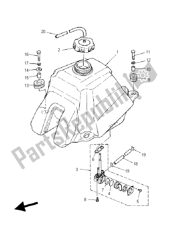 Alle onderdelen voor de Benzinetank van de Yamaha YFZ 350 Banshee 2006