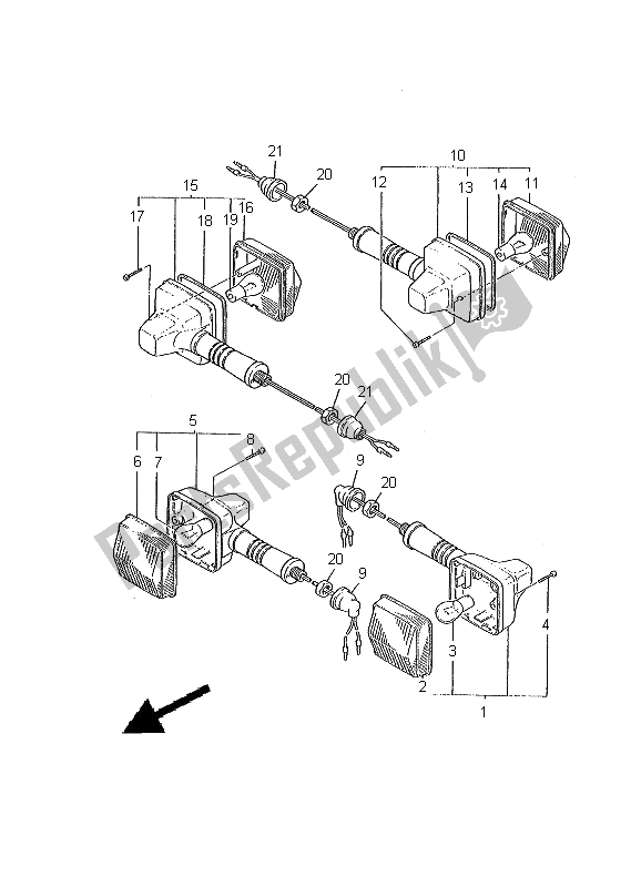Alle onderdelen voor de Knipperlicht van de Yamaha XT 600E 2000