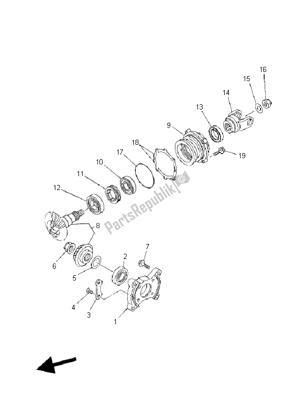 All parts for the Middle Drive Gear of the Yamaha YFM 350X Wolverine 2X4 2008