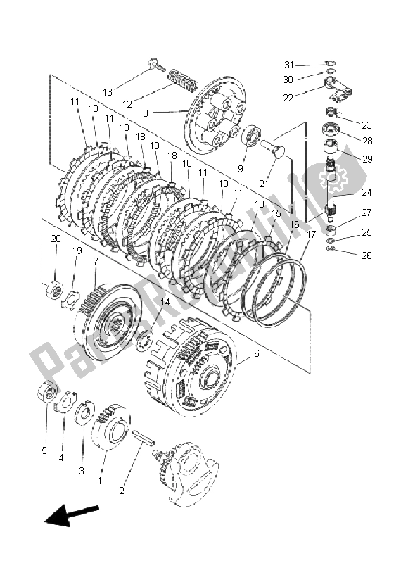 All parts for the Clutch of the Yamaha XT 660R 2008