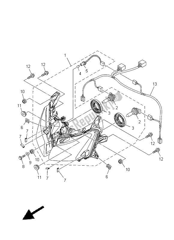 Tutte le parti per il Faro del Yamaha XP 500 2014