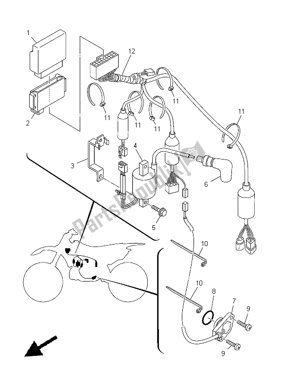 All parts for the Electrical 1 of the Yamaha YZ 250 2014