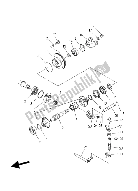All parts for the Middle Drive Gear of the Yamaha YFM 250 Bear Tracker 2X4 2004