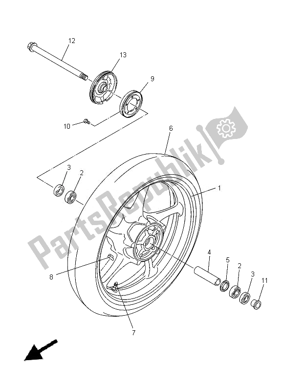 Wszystkie części do Przednie Ko? O Yamaha XJ 6 FA 600 2014