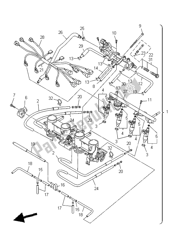 Alle onderdelen voor de Intake 2 van de Yamaha XJ6S Diversion 600 2009