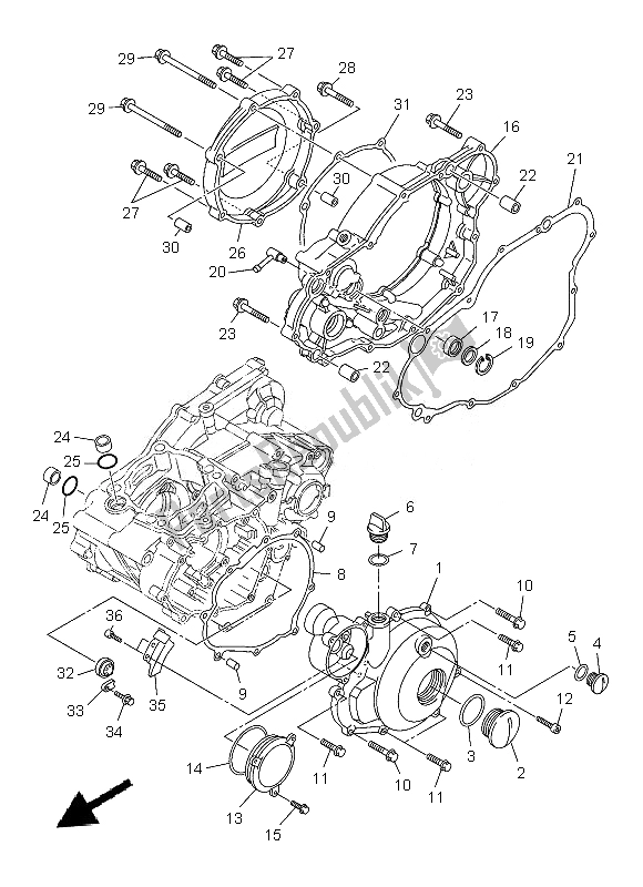 All parts for the Crankcase Cover 1 of the Yamaha WR 250F 2013