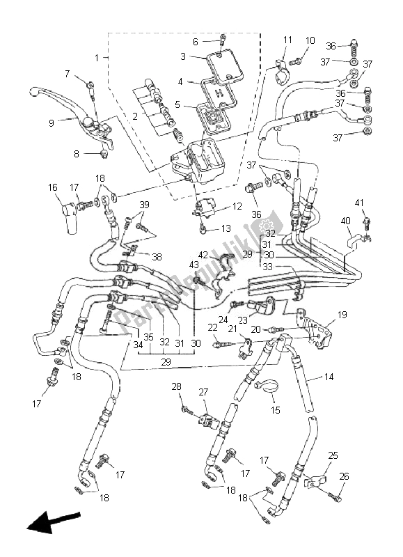 All parts for the Front Master Cylinder of the Yamaha FJR 1300A 2007