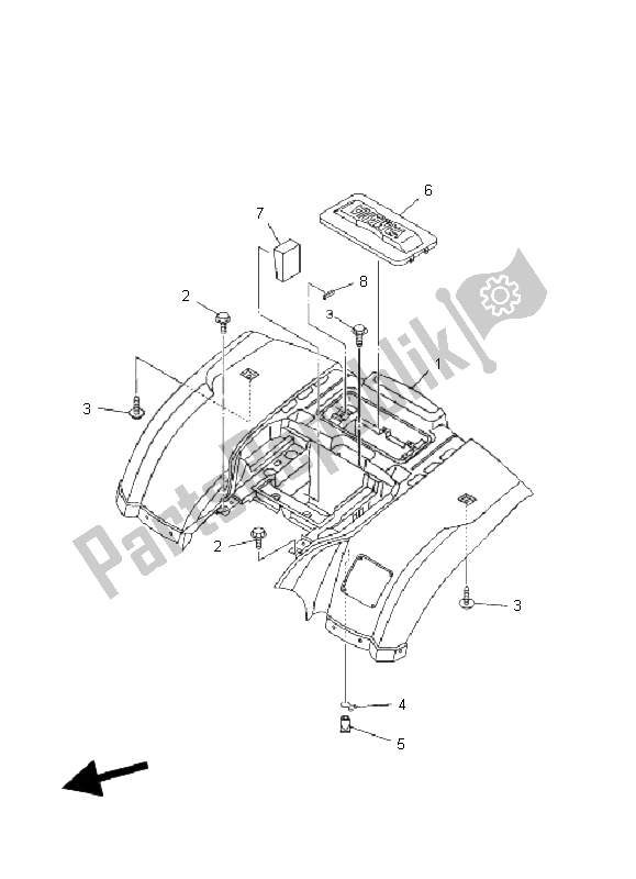 Tutte le parti per il Parafango Posteriore del Yamaha YFM 250B BIG Bear 2008