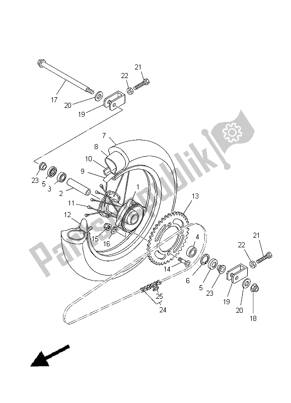 Todas as partes de Roda Traseira do Yamaha YZ 85 SW LW 2012