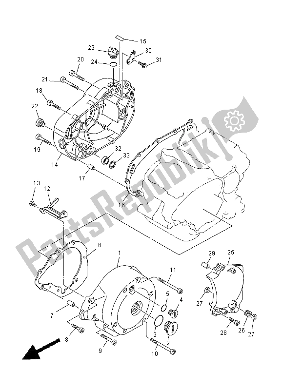 All parts for the Crankcase Cover 1 of the Yamaha XVS 125 Dragstar 2000