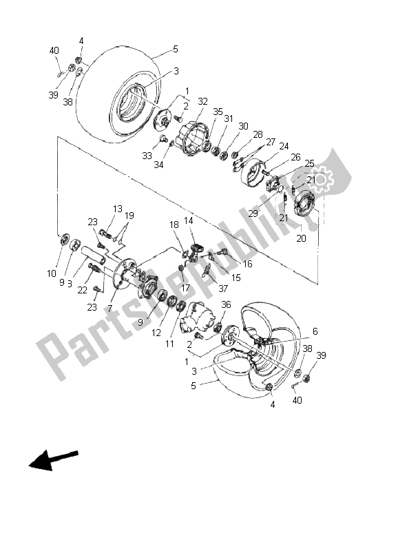 Todas las partes para Rueda Trasera de Yamaha YFM 80R 2003