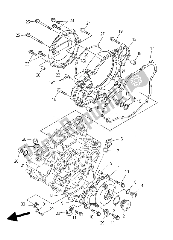 Tutte le parti per il Coperchio Del Carter 1 del Yamaha YZ 250F 2007