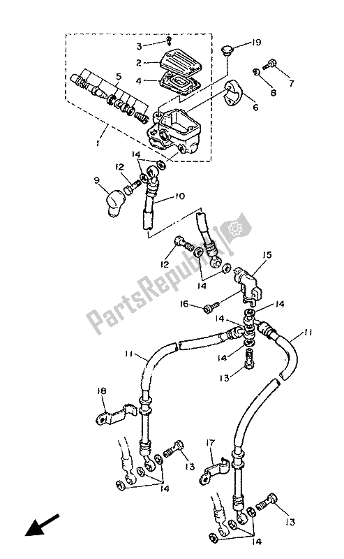 Todas as partes de Cilindro Mestre Dianteiro do Yamaha FJ 1200 1986