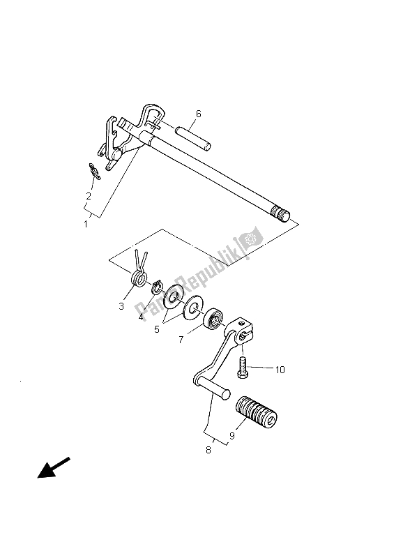 All parts for the Shift Shaft of the Yamaha TW 125 2003
