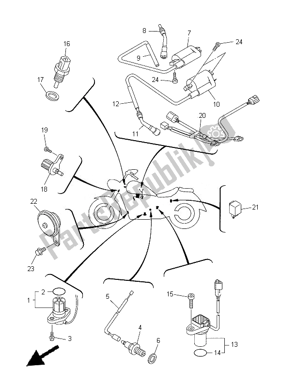 All parts for the Electrical 1 of the Yamaha XVS 1300A 2014