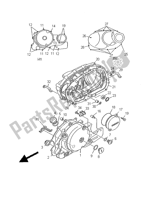 Wszystkie części do Pokrywa Skrzyni Korbowej 1 Yamaha XV 535 Virago 2000