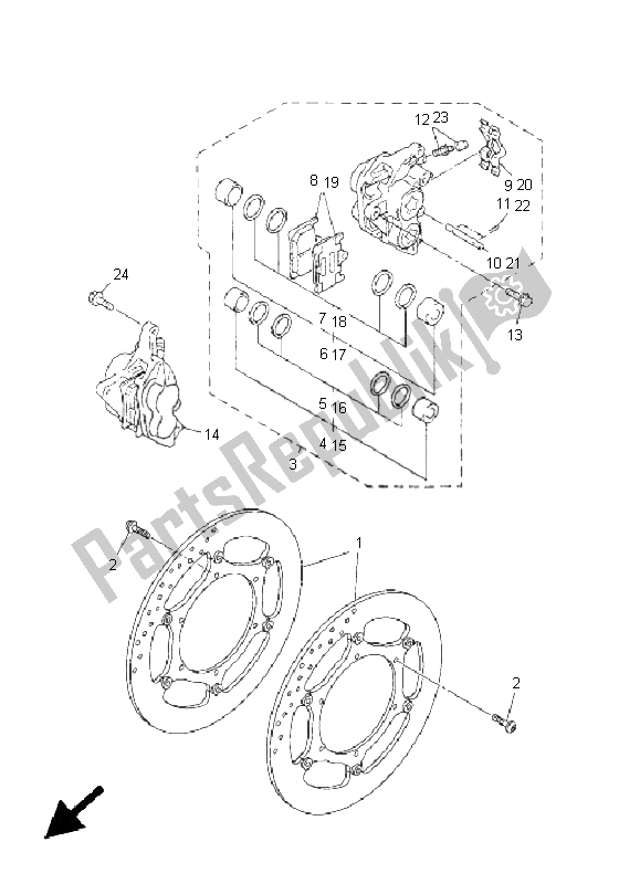 Toutes les pièces pour le étrier De Frein Avant du Yamaha FJR 1300 2005