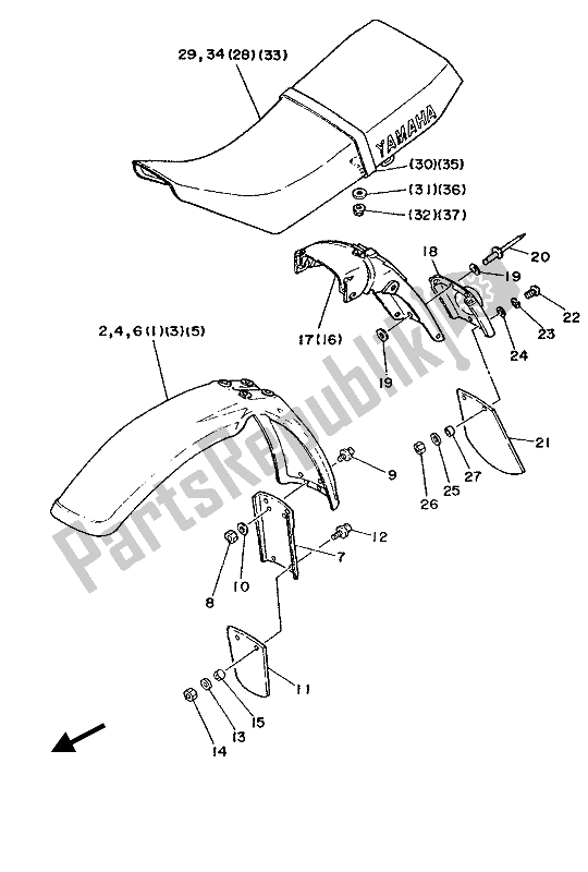 All parts for the Alternate (chassis) (for Fi) of the Yamaha DT 125R 1988