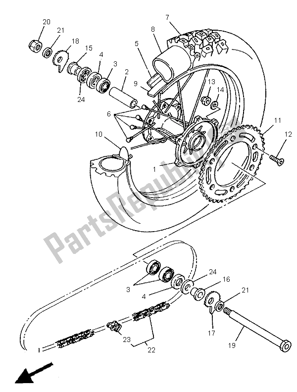 All parts for the Rear Wheel of the Yamaha WR 250Z 1995