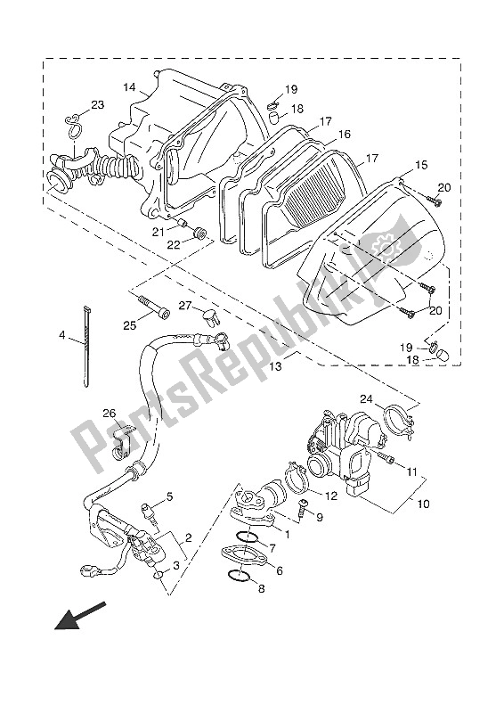 All parts for the Intake of the Yamaha NS 50F 2016