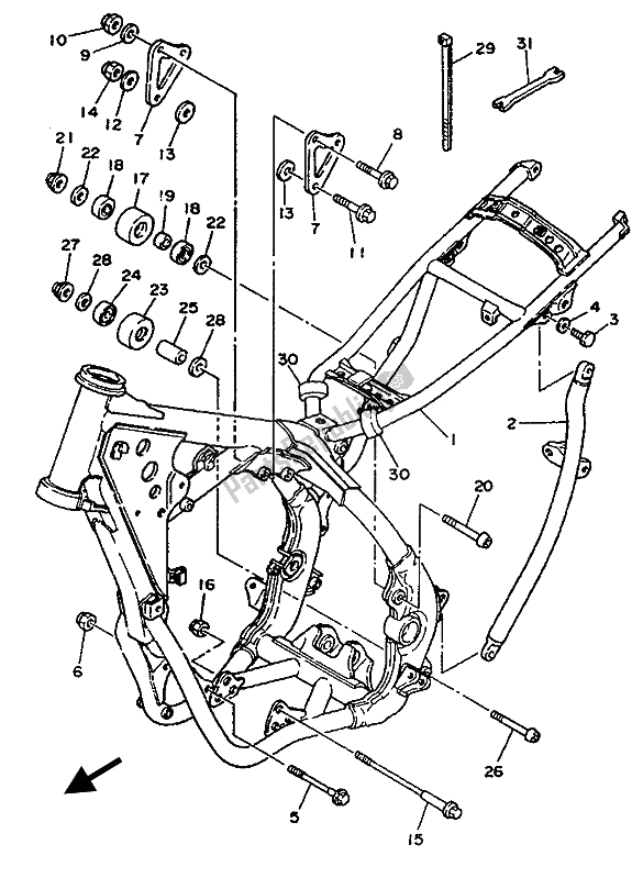 All parts for the Frame of the Yamaha YZ 250 LC 1992