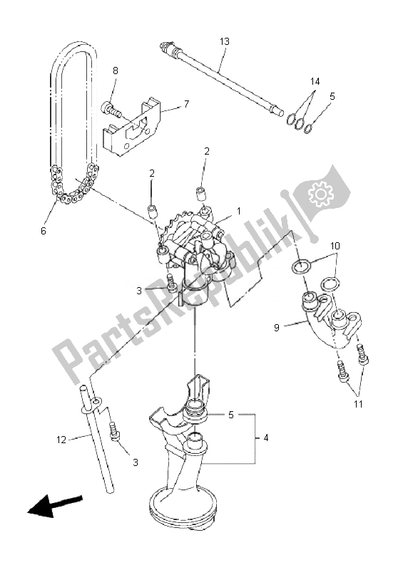 All parts for the Oil Pump of the Yamaha FZ6 NA 600 2007