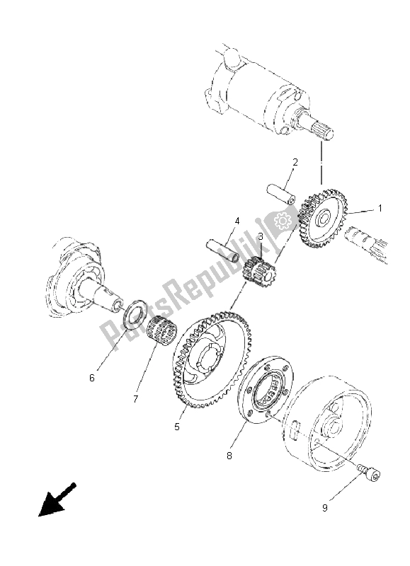 All parts for the Starter Clutch of the Yamaha XG 250 Tricker 2005