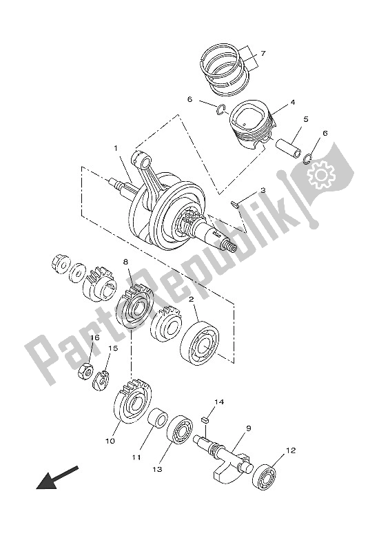 All parts for the Crankshaft & Piston of the Yamaha MT 125 2016