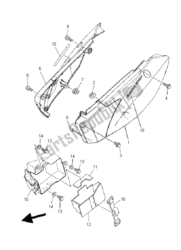 All parts for the Side Cover of the Yamaha TT R 110E 2010