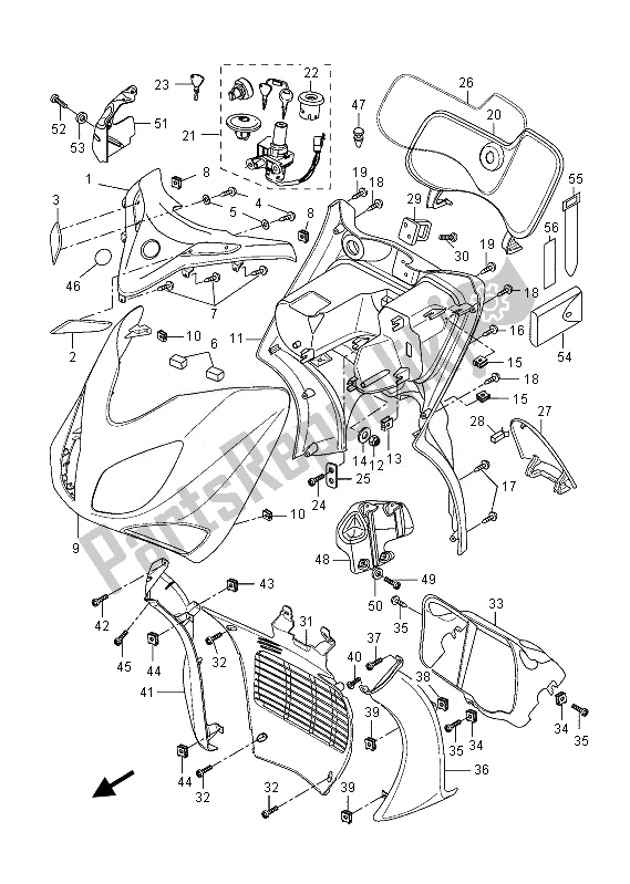 All parts for the Leg Shield of the Yamaha VP 250 2013