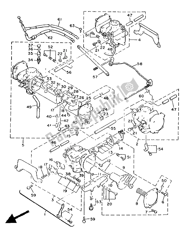 Toutes les pièces pour le Carburateur du Yamaha XVZ 12 TD Venture Royal 1300 1988