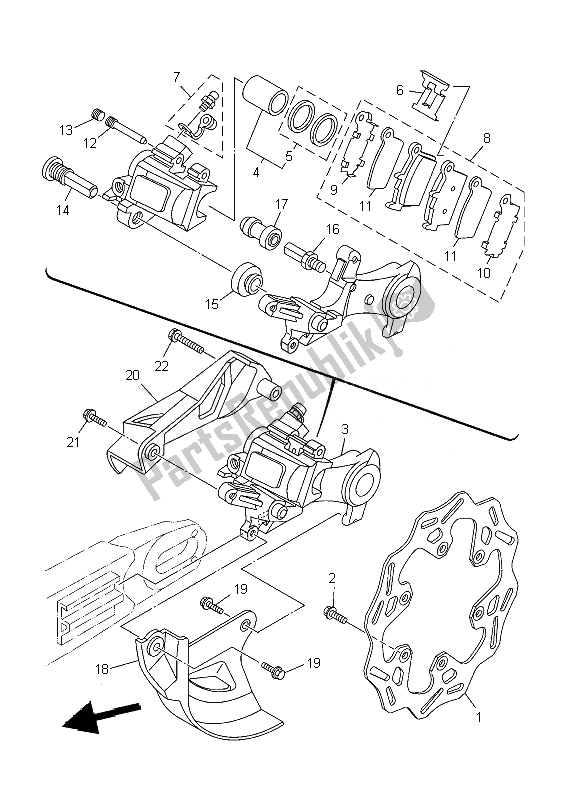 Toutes les pièces pour le étrier De Frein Arrière du Yamaha YZ 250 2010