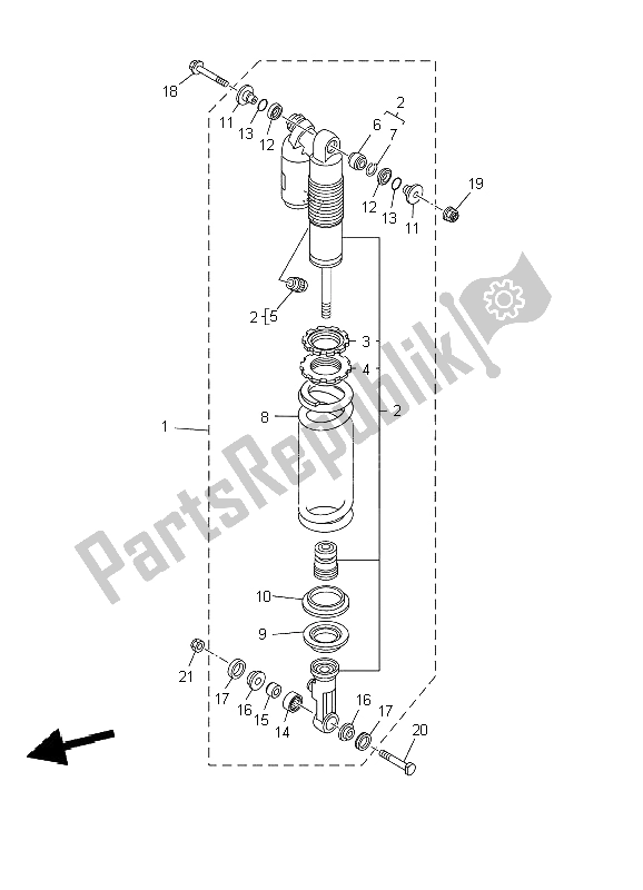 Toutes les pièces pour le Suspension Arrière du Yamaha YZ 250 2002
