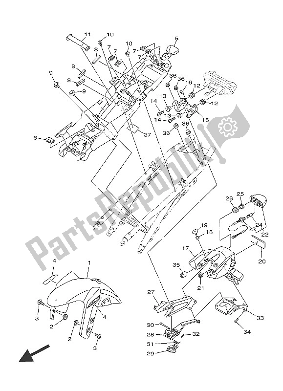 Tutte le parti per il Parafango del Yamaha MT 09A 900 2016